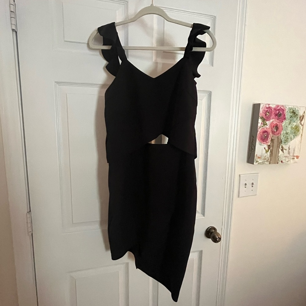 Black revolve cocktail dress with keyhole